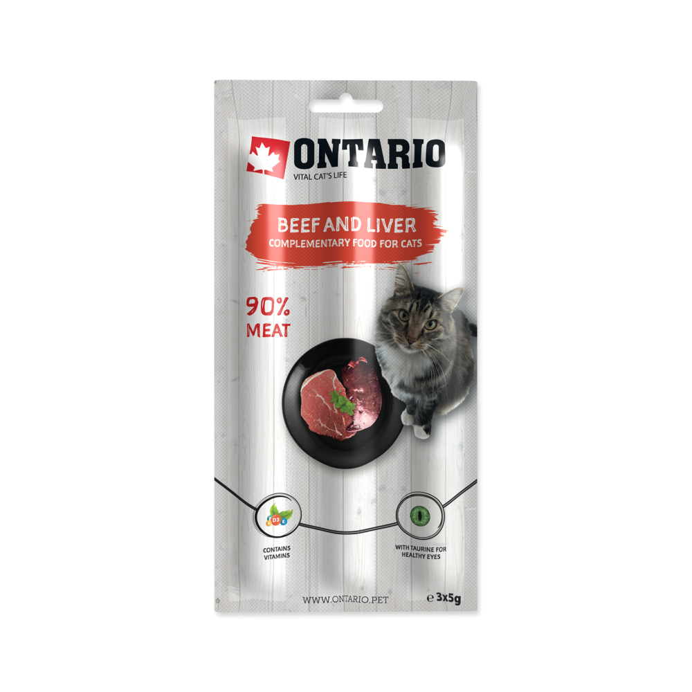 ONTARIO for cats Oksekød og lever 3x5g