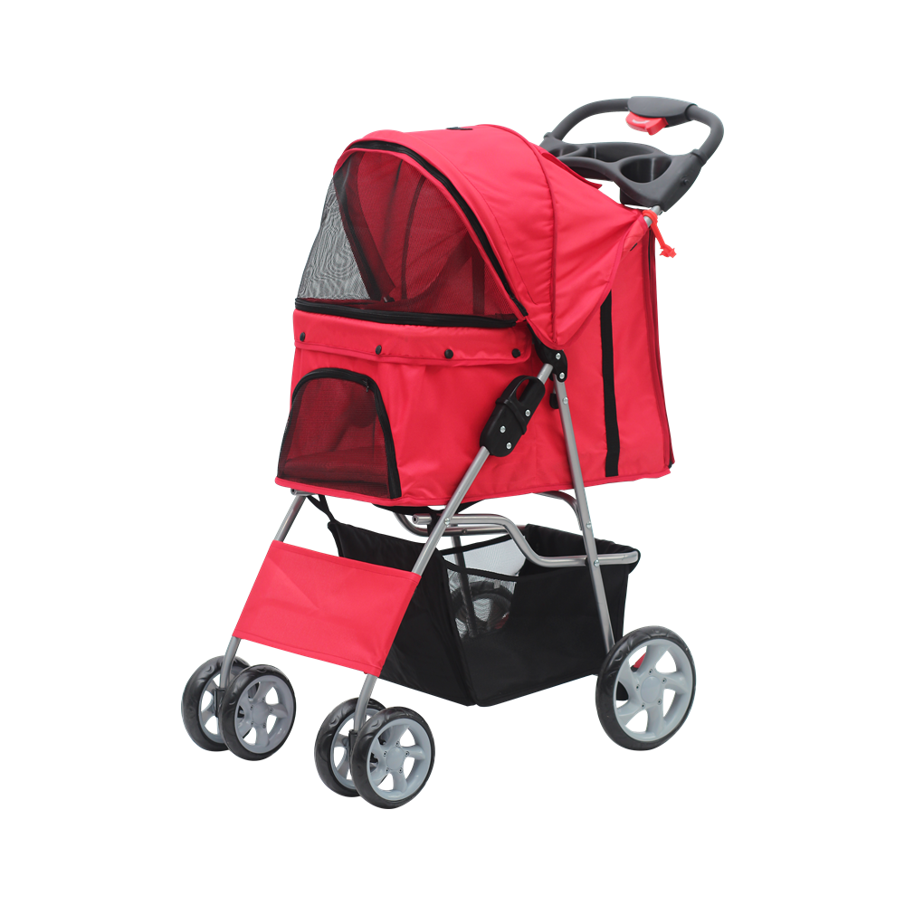 PAWISE Pet Stroller with 4 wheels-Red