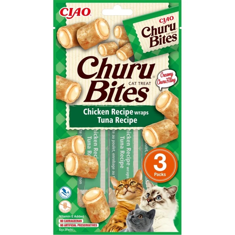 Churu Cat Bites Kylling- og Tunwrap 3 stk.
