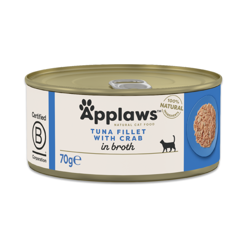 5 stk Applaws Tuna Fillet with Crab in broth 70g (Tun med Krabbe)