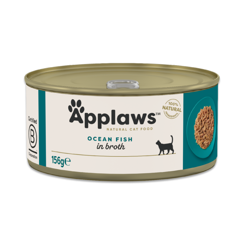 6 stk Applaws  Ocean Fish in broth 156g (Makrel & Tun)