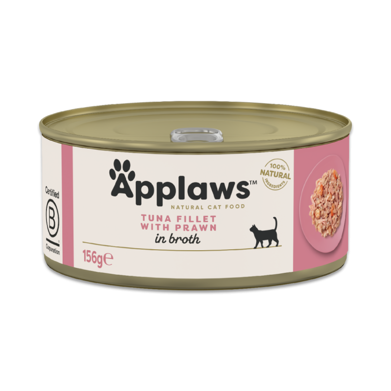 6 stk Applaws Tuna Fillet with Prawn in broth 156g (Tun med Rejer)