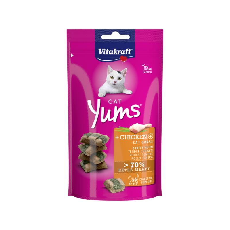 Cat Yums Kylling & Kattegræs 40g Best før november2025